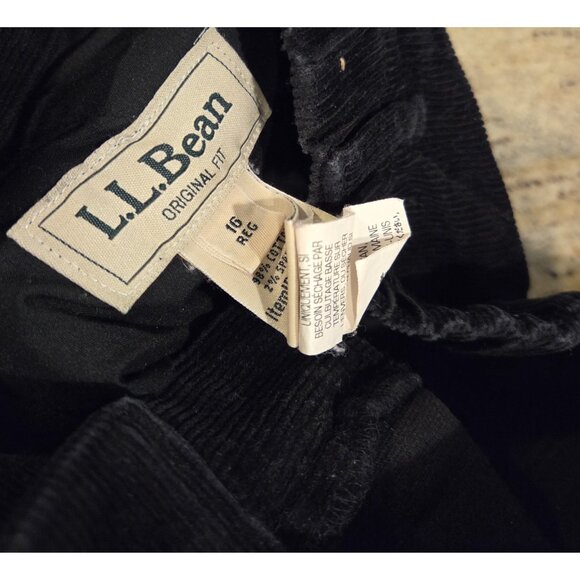 LL Bean Corduroy Pants Womens 16 Black 32x29 Original Fit Elastic Waist - Picture 10 of 14